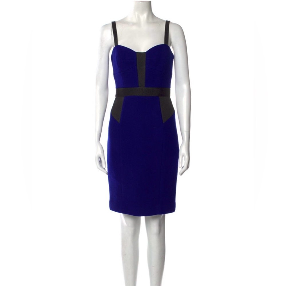 Milly Clarisse Combo Dress Wool Colorblock Cobalt, Size 6